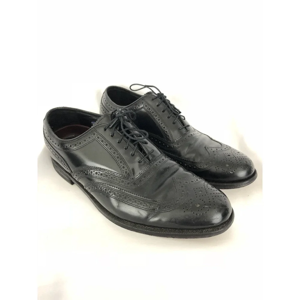 Florsheim Mens Black Leather Wingtip Lace Up Dress Shoes Size 9 D‎ SH251